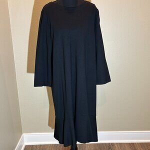 NWT J.Jill Black Low Drop Waist Pull Over Long Sleeve Dress Size L
